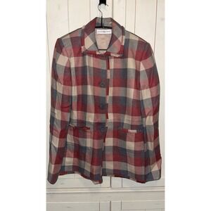 Roberto Quaglia Checked Blazer Quiet Luxury Italy,100% Wool Lagenlook 2XL